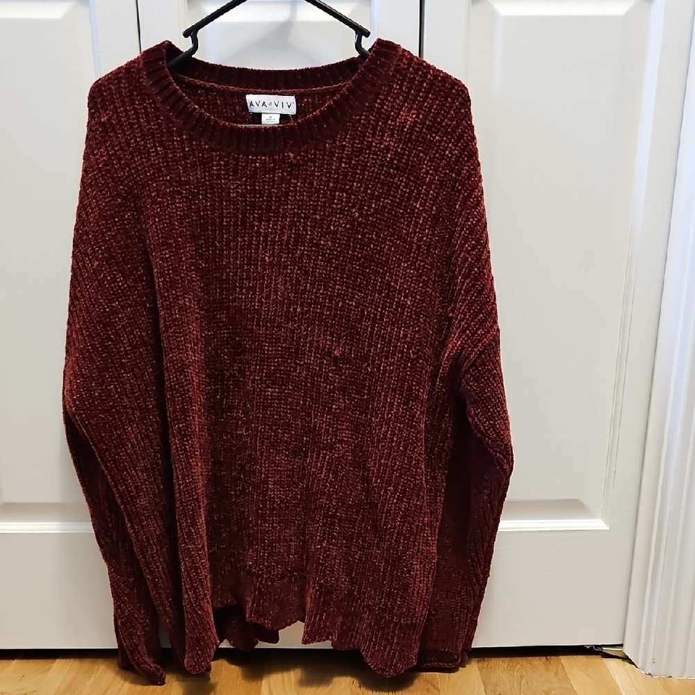 Size 1X AVA VIV Women's Burgundy Sweater